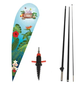 Double Sided Dye Sublimation Printed Polyester Fiberglass Flagpole Custom Square Teardrop Beach Flag for Outdoor Advertising