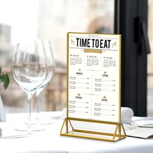 Double Sided Gold Acrylic Table Display Menu Holder Sign Stand Transparent Advertising Frame for Tabletops Wedding Number