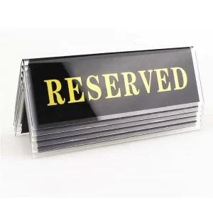 Double Sided Reserved Table Display Sign Restaurant Reserved Acrylic Table Sign With Custom Logo