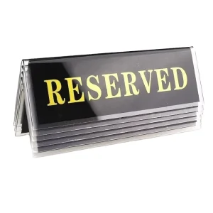 Double Sided Reserved Table Sign Custom Logo Acrylic Restaurant Table Display Sign for Hotel Cafe Wedding Party