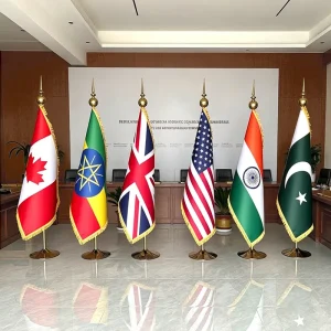 Double-sided Custom-printed Triangular Flag Pole, Telescopic and Adjustable Floor-standing Flag Pole Base