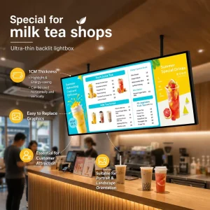 Drawing Light Box Ultra-Thin Tempered Glass Billboard Signboard LED Luminous Poster Menu Display Customized Display Board Black