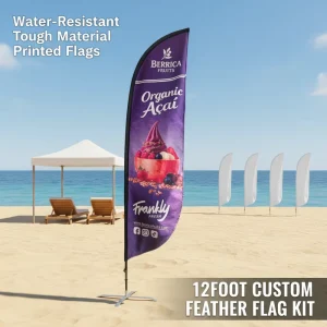 Duplex Blackout Custom Tall Feather Pennant Flag Banner Kit Adjustable Waterproof Non Woven Polyester Outdoor Advertising