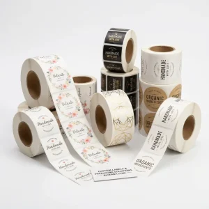 Durable Custom Logo Adhesive Stickers Oil Proof Waterproof Vinyl Roll for Small Business Boutique Packaging Labels