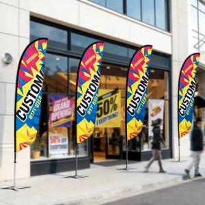 Durable Flying Banner Digital Printing Double sided High Quality Customizable Portable Free Design Promotion B2B