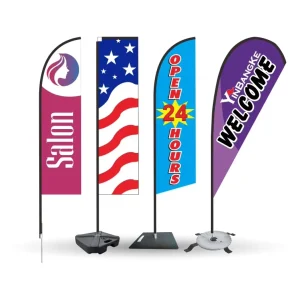 Durable Polyester Wind Resistant Beach Flag With Water Bag Advertising Custom Feather Flag