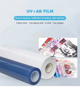 Durable UV DTF AB PET Film for UV Printer Heat Transfer Custom Brand Stickers for Leather