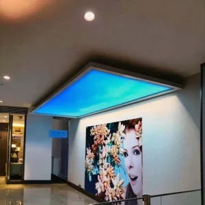 Dynamic RGBW Ceiling Light Box with UV Soft Film Rectangle Shape Aluminum Frame for Large Shopping Malls