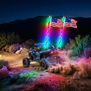 EL WFL 90 RGB Led Whip Lights Flag RF Remote Control 360 Spiral Dancing Chasing Light IP67 Waterproof 37 Dancing Patterns