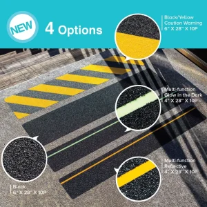 EONBON Heavy Duty Anti Slip Indoor Outdoor Adhesive Sticker 50mm X 5M Black Yellow Waterproof Roll 25m Length and 48mm Width