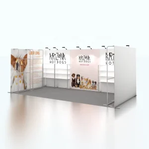 Easy Assemble Portable Tradeshow Reusable Aluminum LED Showcase Tension Fabric 10x20ft Trade Show Exhibition Booth