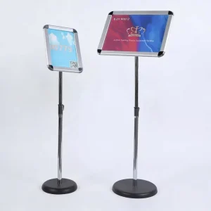 Easy Assembly A4 Sign Stand Aluminum Floor Display for Restaurant Entrance and Cafe Menu Board