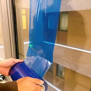 Easy Installation Soft Moisture Proof No Residue Adhesive Blue PE Plastic Film Customizable for Window Glass