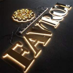Easy Wall Mounted LED Reversed Stainless Steel Company Brand Name LED Backlit Letter Sign
