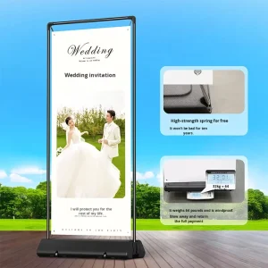 Easy hang Treasure Windproof Door Type 80cmx180cm Movable Retractable Roll Up Banner Vertical Water Filled Display