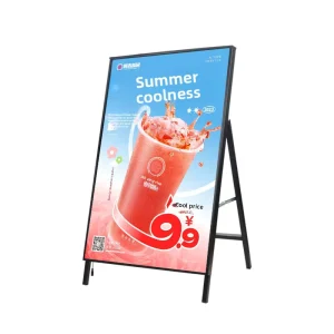 Easy to Change Portable A frame LED Advertising Light Box Folding Aluminum Alloy LED Sidewalk Sign Ice Cream Shop Menu Board