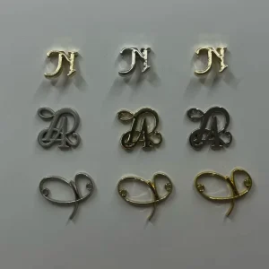 Eco Anti Corrosion Hollow Cursive Alphabet Metal Plates Custom Script Letter Logo Tags for Garment Backpack DIY Accessories