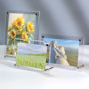 Eco Friendly Acrylic Romance Style Table Display Stand with Digital Printing for Home Decor Desk Sign and Photo Frame Holder