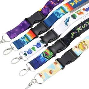 Eco Friendly Customized Polyester Badge Holder Lanyard with Metal Hook Silk Screen Printing Custom Logo for Birthday Use