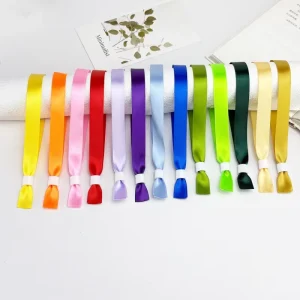 Eco Friendly Fabric Ribbon Waterproof Festival Wristband Silk Screen Printed Event Ticket Promotional Novelty Custom Logo