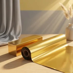 Eco Friendly Holographic Gold Sliver Foil PET Hot Stamping Foil Rolls Transfer Film Paper for Paper Card Packaging