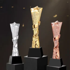 Eco Friendly Pyramid Style Laser Engraved Resin Trophies and Awards Custom Blank Plaques