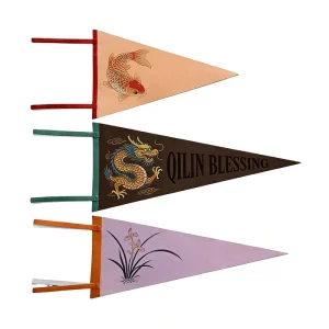 Eco Friendly Waterproof Polyester Felt Pennant Flag Lightweight Reusable Hanging Pennant Custom Logo Free Design Service Outdoor