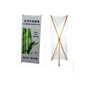 Eco friendly Bamboo X Banner Nature Color 180x80cm 160x60cm Roll up Screen Display Racks Banner