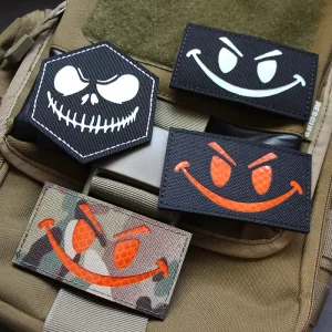 Eco friendly Canvas PU Garment Use Reflective Badge Luminous Armband Sticker Laser Engraved Patch