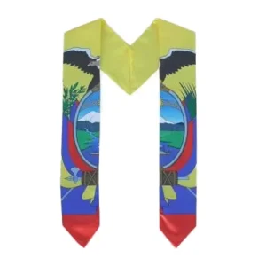 Ecuador Flag Graduation Pennant Stole Digital Printed Satin Sash for International Students Graduations