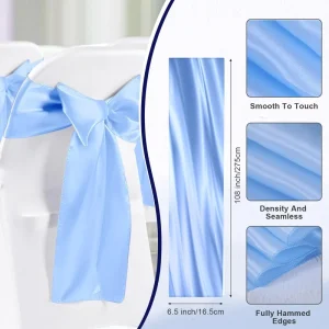 Elastic Lace backed Chair Sash with Decorative Bows and Ribbons Polyester Material for Home Use Ceremony Decor