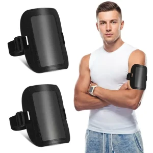 Elastic PU Arm Band ID Holder Horizontal Adjustable Arm Sleeve Badge Holder for Volunteers Staff Construction & Event Workers