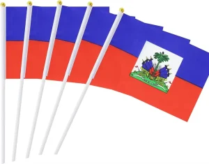 Election Custom Haiti Products Event Festival High Quality Custom 100%Polyester Haitian Hand Waving Flag Flags