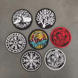 Embroidered Iron On Eco Friendly Tree of Life for Patch Viking Round Armband Compass Tactical Morale Badge for Garment