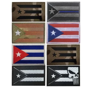 Embroidery and Laser Cut South American Flag Puerto Rico IR Identification Badge Cuba Reflective Armband Morale Badge