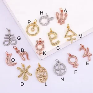Enamel Letter A Z Charm Pendant Fashion Gold Plated Zodiac Jewelry for Woman Alphaber Necklace