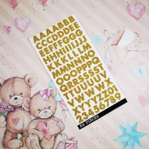 English ABC Letters Sticker Sheet Glitter Gold Paper Diary Scrapbook Album Photo Journal Decorative Number Alphabet Stickers
