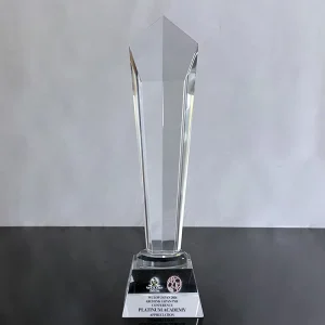 Engraved Glass Pentagon Crystal Award Trophy MH J0692