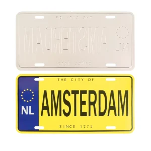 European Country Souvenir License Plate UV Printed Aluminum Metal Home Decoration With Names Painted Technique