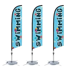 Event Outdoor Windproof Teardrop Flying Banner with Base Pole Kit Double Side Logo Print Custom Advertising Beach Feather Flag