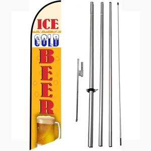 Event Promotion Durable Eco-Friendly Waterproof Cold Beer Print Teardrop Shape Pennant Feather Flag Fiberglass Flagpole Digital