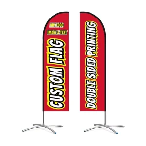 Exhibition Equipment Double Sided Feather Water Drop Flag Black/Red Waterproof Oxford Material Digital Printed Outdoor