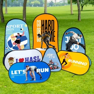 Exhibition Outdoor Trade Show Advertising Promotional Golf Sport Event Custom Print Folding Horizontal Pop Frame Pennant Banners