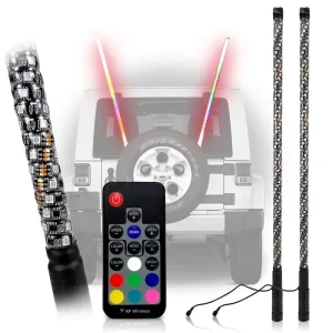 Exterior Off Road Vehicle Accessories LED RGB SUV Spiral Whip Lights 2ft 3ft 4ft 5ft 6ft Whip Light