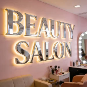 Eye Catching Silver Mirror Backlit Letters LED Strips Eco friendly 3D LED Channel Signs for Indoor Outdoor Advertising Wall