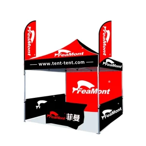 FEAMONT Pop up Shop Display Tent Custom Printed Canopy 3x3m with Roll up Banner Stand for Retail Advertising