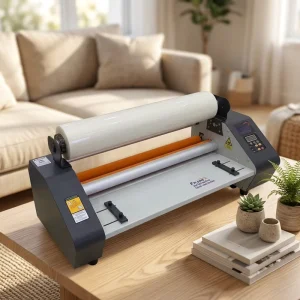 FM6580 Speed Adjustable Manual Feeding Double Side Cold Hot Laminating Machine Reverse Function for A3 A4 A5 A6 Desk Roll Pouch