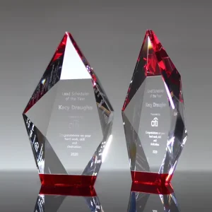 Faceted Cut Red Crystal Gem Diamond Awards for Congratulation Gifts