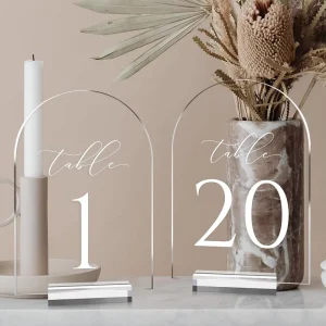 Factory 1-20 Party Supplies Clear Acrylic Arch Tabletop Sign With Holder for Wedding Table Centerpiece Decoration