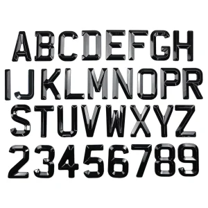 Factory 3D Raised ABS Plastic 50*79mm Shiny Black Charles Wright Bevel Font Letter Emblems Stickers For UK Car Number Plate